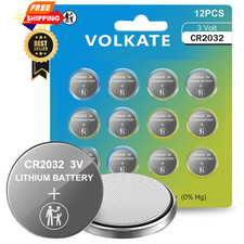 volkate CR2032 Batteries, 12 Count Pack, 2032 Lithium 3V Coin Battery 12 Pack
