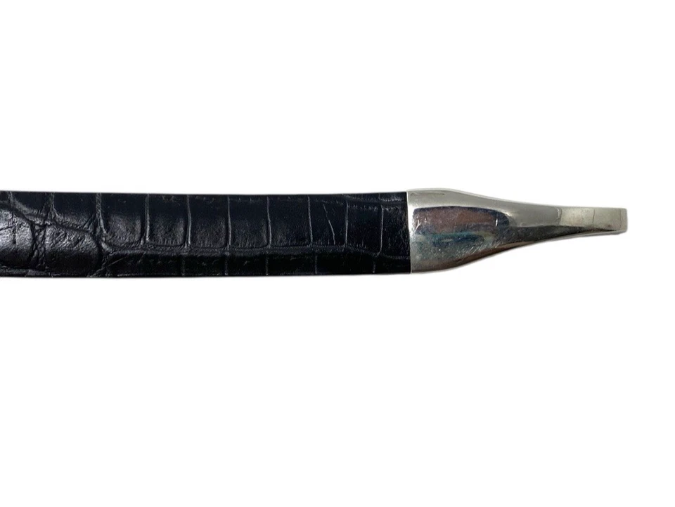 Talbots Womens Croc Embossed Genuine Leather Skinny Belt Sz M / L Made in Italy - Image 3 of 4