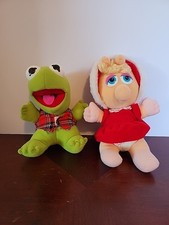 Miss Piggy and Kermit - Vintage 1987 McDonalds Plush Christmas Muppet Babies