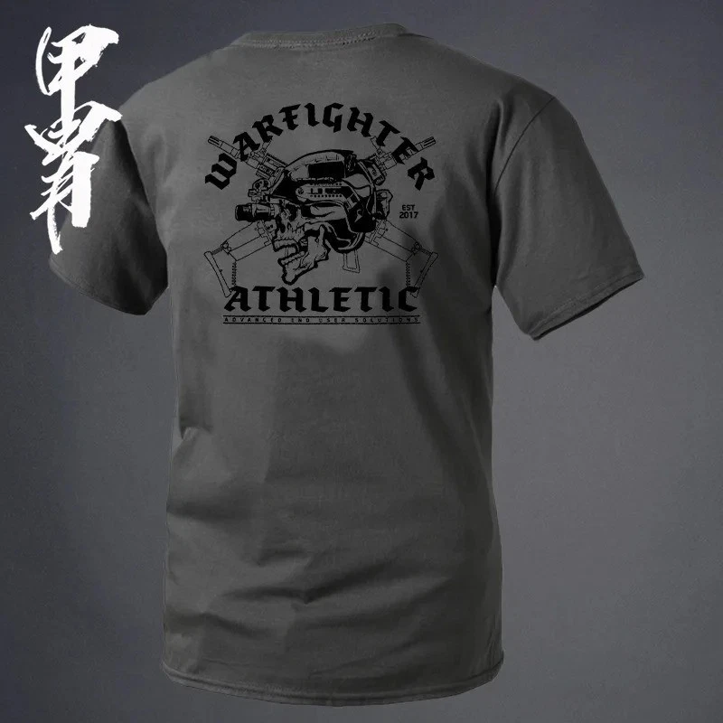 Men's Gym Training Casual Short Sleeved Cotton Oversized Graphic Printed T-Shirt - Picture 4 of 9