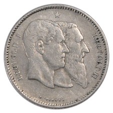 [#57203] Coin, Belgium, Leopold II, Franc, 1880, AU, Silver, KM:38