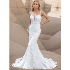 Lace Mermaid Wedding Dress Sleeveless customized Backless Bride Robe Vestido