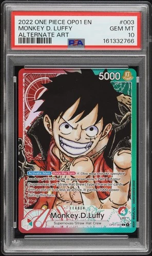 2022 ONE PIECE OP01-ROMANCE DAWN ALTERNATE ART #003 MONKEY D. LUFFY PSA 10