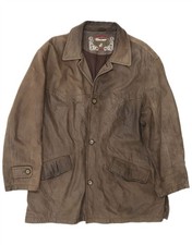 L.LAMBERTAZZI Herren Ledermantel UK 40 Large Braun Leder YP02