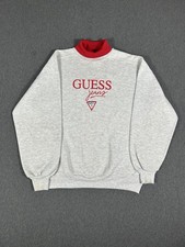 Vintage 90s Guess Jeans USA Made Jerzees Super Sweats Mock Neck Sweatshirt Large