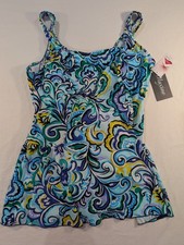 Maxine Swim Suit Navy Paisley Tankini Top Size 22W NWT