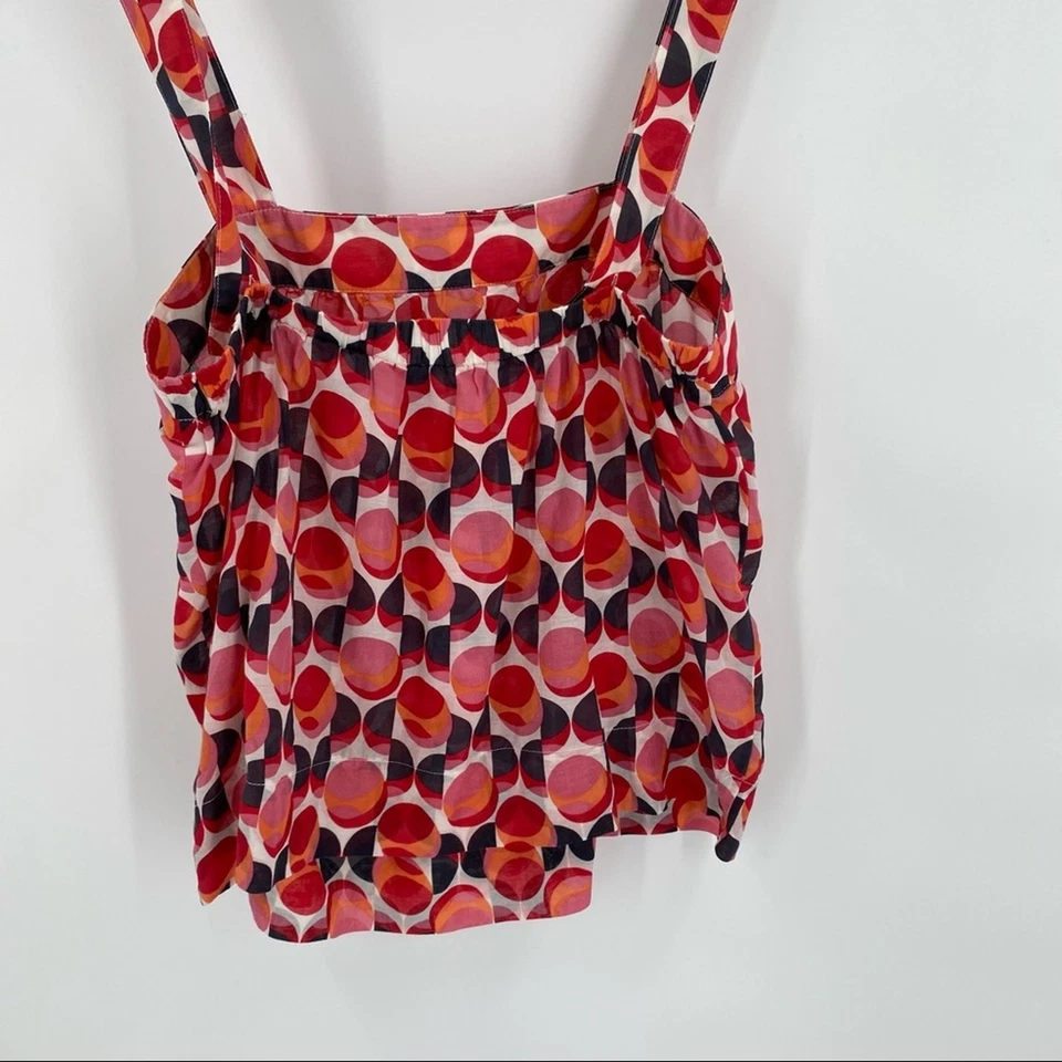 Colorful circle design silk blend tank top C&C California size small pink red - Image 3 of 4