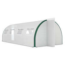 Outsunny Serra a Tunnel 6x3 m con 2 Porte a Cerniera e 8 Finestre Bianco e Verde