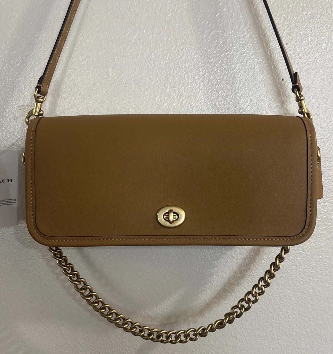 NWT Coach Dinky Shoulder Bag Honey Brown Leather Turnlock Dustbag