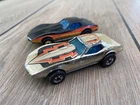 Vintage 1975 Hot Wheels Corvette Stingray (2) Gold Chrome & Black +FAST SHIPPING