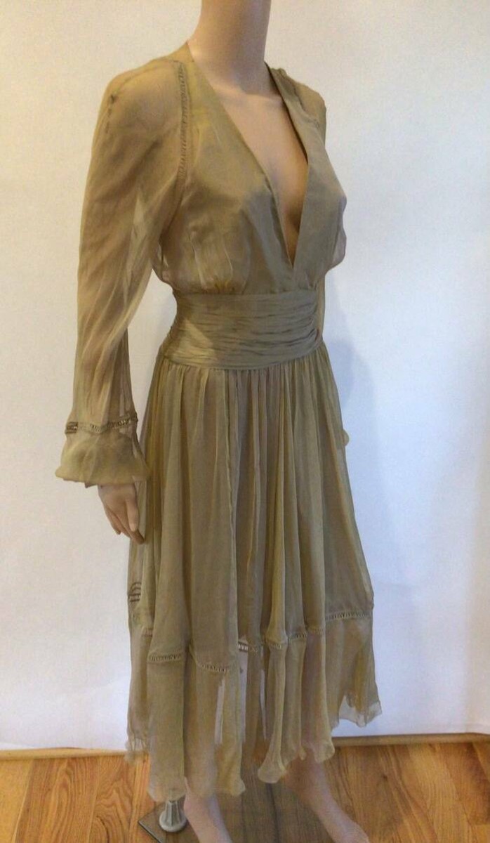 VERSACE SS 2006 RUNWAY VINTAGE PLUNGING SHEER BACK DRESS SZ 42 | eBay