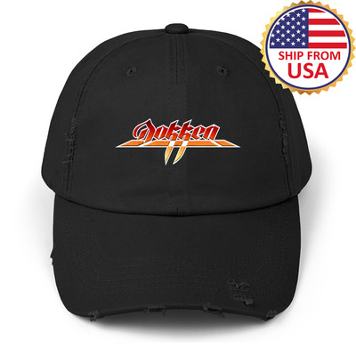 Dokken Skull Broken Bones Men's Adjustable Black Distressed Hat