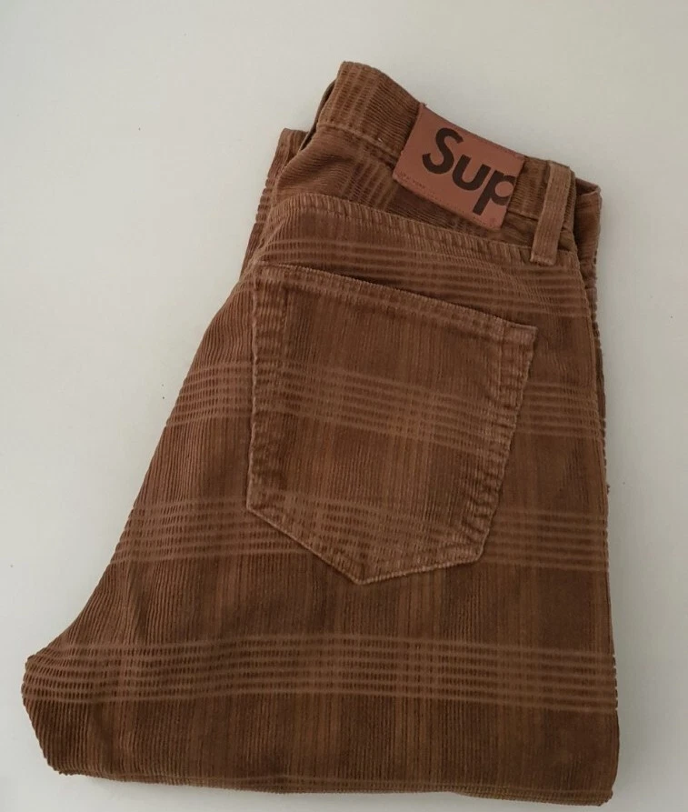 FW14 Supreme Plaid Cord 5 pocket pant size 30 trousers pants W30 L30 brown