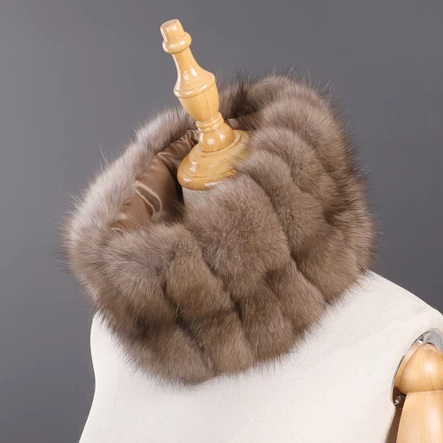 Unisex Genuine Sable/Chinchilla Fur Collar Neck Warmer Scarf Wraps Winter Warm - Picture 5 of 17