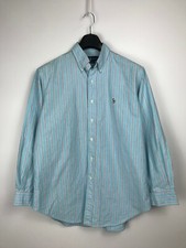 Polo Ralph Lauren Vintage Men's Striped Blue Shirt 42 16.5 L Large Rare