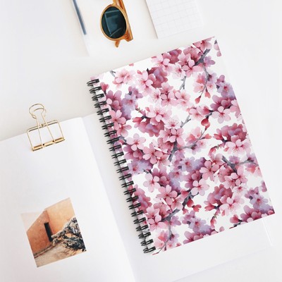 Lilac Plum Cherry Blossom Garden Spiral Notebook 6x8'' (vJ)