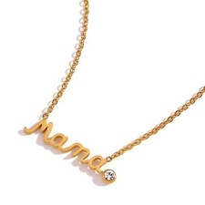 Mama Pendant Necklace Zircon 18K Gold Gift for Mom