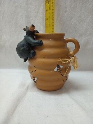 Honour, Black Bear & Beehive, Handled, Heavy, Stoneware Mug / Jug  6'' Tall