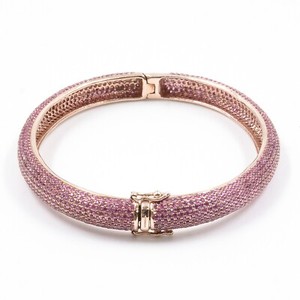 Authentic 9.98ct Natural Round Ruby 925 Sterling Sliver Bangle in Rose Gold Plated