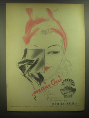 1945 Bourjois Mais Oui Perfume Advertisement - illustration by Leonard