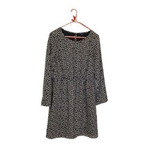 J Crew Mercantile Black White Heart Print Long Sleeve Short Dress Size 4