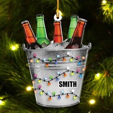 Beer Bucket Christmas Ornament, Drinking Beer, Christmas Ornament, Christmas Par