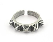 Adjustable Ring Antique Silver Plated Brass 18.5mm 8.5US inner size 2758