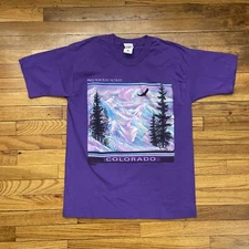 90’s Vintage Pikes Peak Rocky Mountains Colorado Graphic T Shirt Size L Used VTG