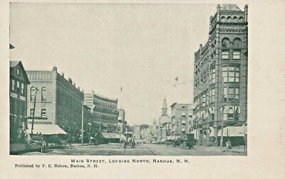 Nashua Nh ~ Haupt Street-Looking North ~ F E Nelson Publiziert 1900s Postkarte