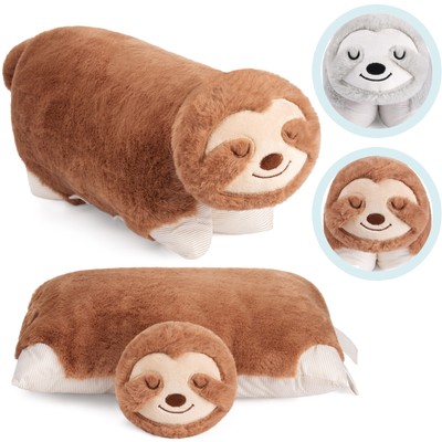 Kuscheltier Faultier 65 Cm – Extrem Weiches Plüschkissen, Als Seitenschläferkissen, Dekoration Oder Geschenk, Grau