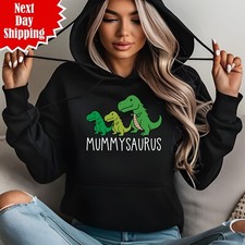 Mummysaurus Hoodie Cute Dinosaur Printed Mothers Day Gift Unisex Pullover Hooded