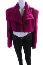 Sergio Hudson Womens Cropped Drape Coat - Peony Size M