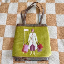 Mademoiselle By Spencer & Rutherford Leather Green Abstract Tote Purse Vintage