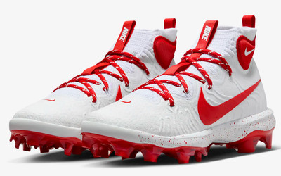 NEW Mens NIKE ALPHA HUARACHE NXT MCS White Red KNIT Baseball Cleats AUTHENTIC