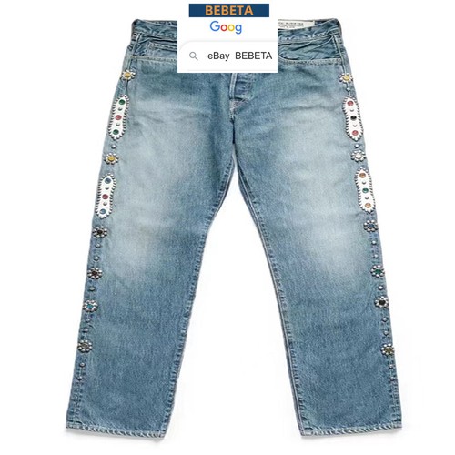 BEBETA 24SS MENS JAPAN DENIM JEANS RIVETS BLUE PANTS CANVAS CAPITAL CASUAL JEANS - Picture 5 of 9