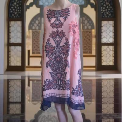 max studio pink dress Max Studio Sleeveless Shift Dress Pink Floral XS Knee Length