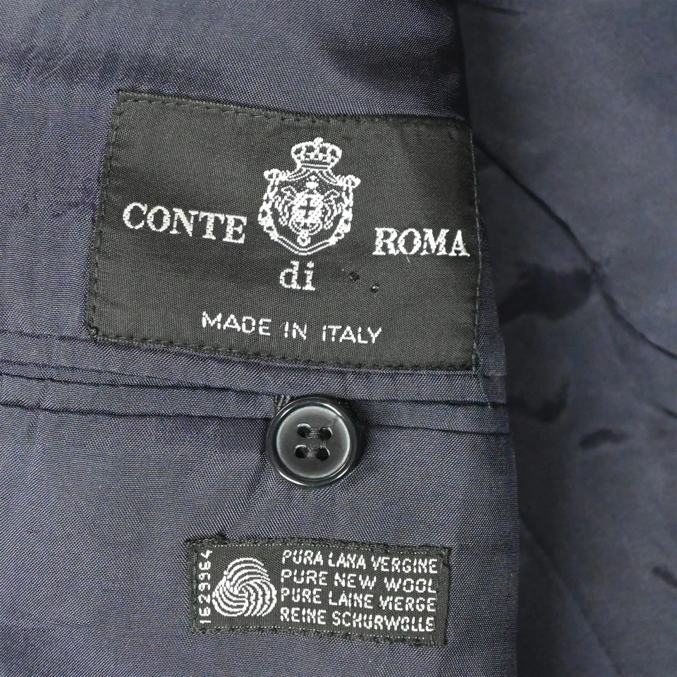 Chaqueta Blazer Abrigo Deportivo Conte di Roma 42R Azul Marino Dorado Botón 100% Lana Italia Foto 4 de 4