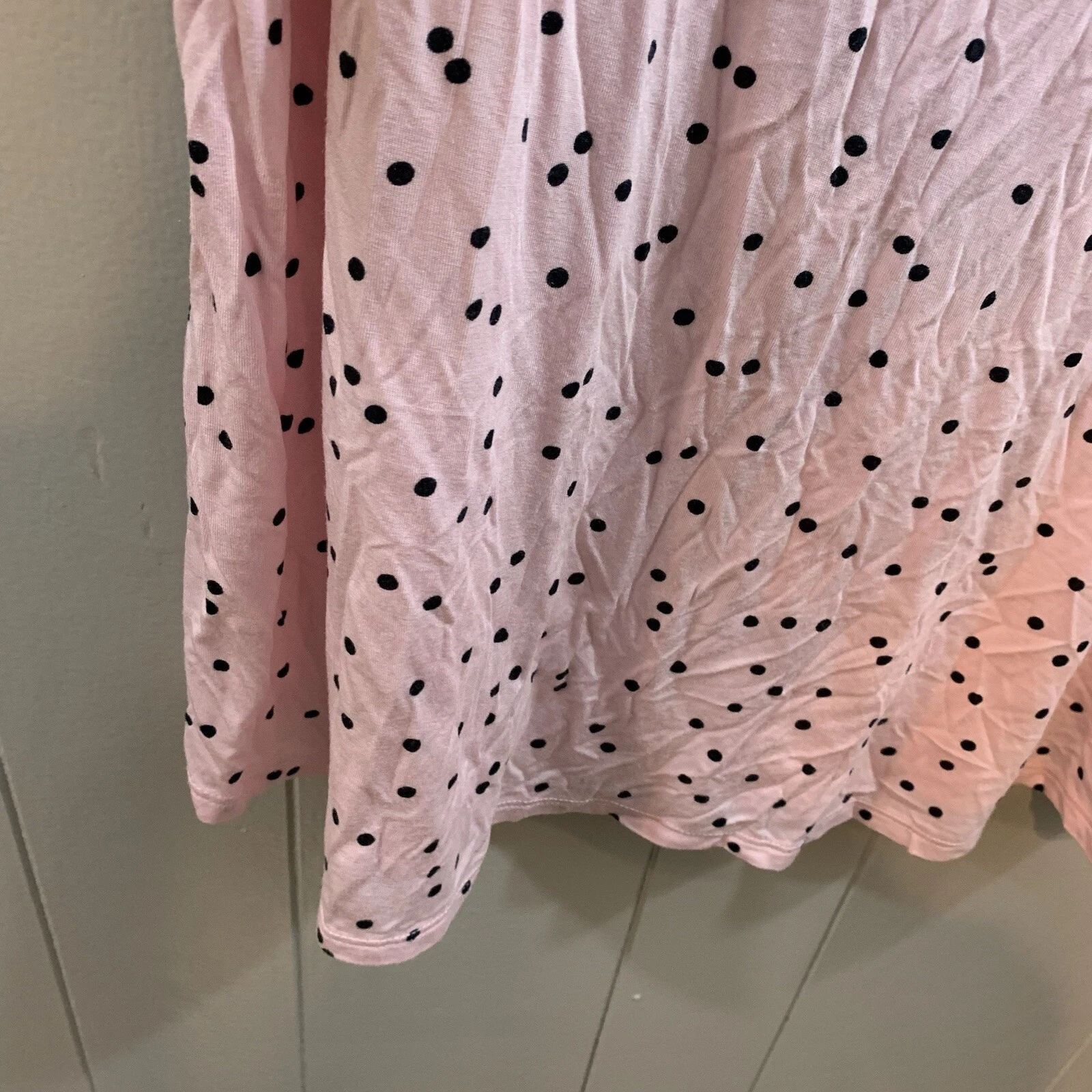 Abito maglietta Kate Spade rosa nero a pois manica a campana lunghezza ginocchio S