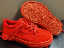 Polo Ralph Lauren Canvas Shoes Kids size 8 Sneakers Red lace toddler preschool