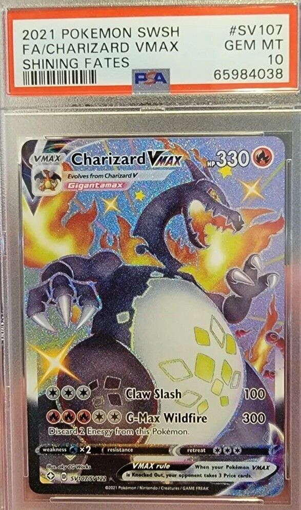 PSA 10 GEM MINT SHINY CHARIZARD VMAX Pokemon Card 2021 PSA 10 GEM MINT SHINY CHARIZARD VMAX Pokemon Card 2021