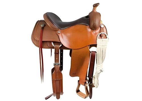 Selle Western Barrel Racing En Cuir Sans Arbres - Taille 14 à 18 Pouces - Fait Main