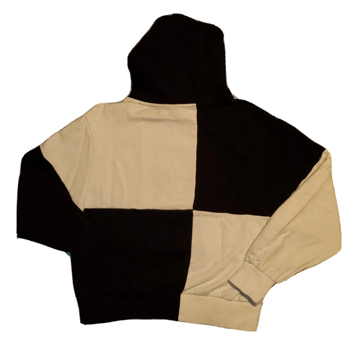 Size SMALL Vans Checkerboard Patchwork Hoodie Black White Cream Off The Wall EUC
