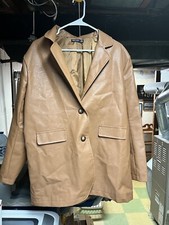 Nasty Gal Brown Oversized Faux Leather Blazer Size 8