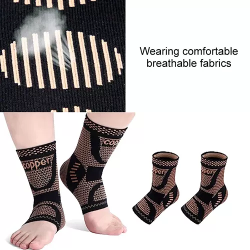 Copper Ankle Compression Sleeve Brace Support Socks Foot Fasciitis Pain Relief - Picture 17 of 42