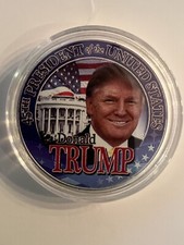 THE 45th PRESIDENT OF THE UNITED STATES. DONALD J TRUMP. SILVER PLATED COIN.