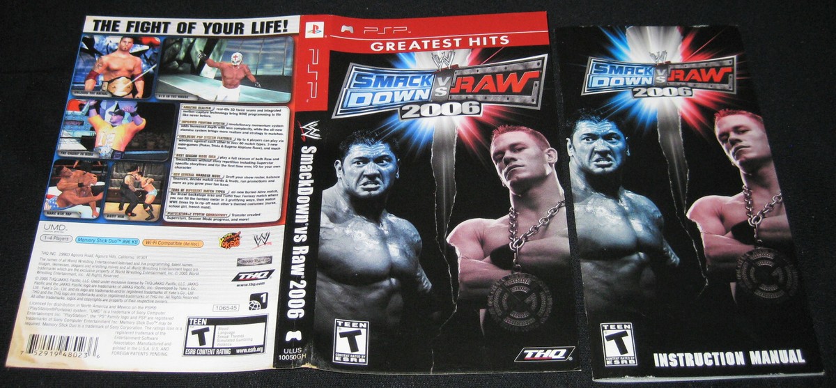 WWE SmackDown vs. Raw 2006 - Manual & Cover Art Only (Sony PSP) | eBay