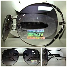 CLASSIC VINTAGE RETRO Style PARTY SUN GLASSES Unique Silver & Black Round Frame