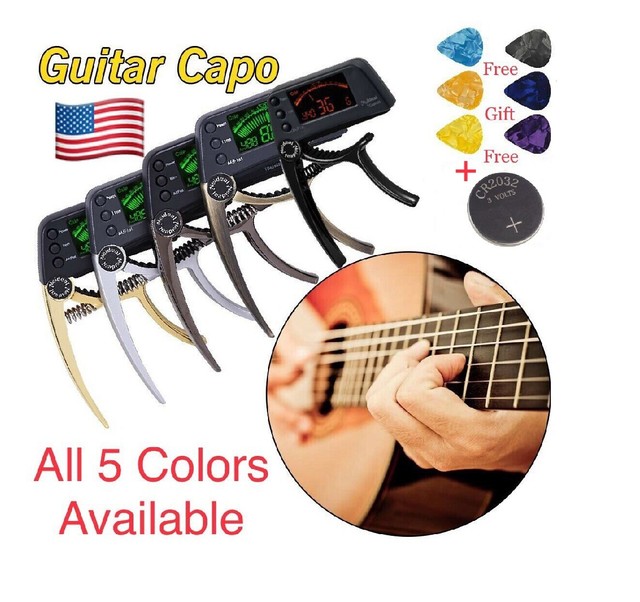 Guitar Tuner Capo 2 in 1 Electric Guitar Capo Tuner with LCD Screen