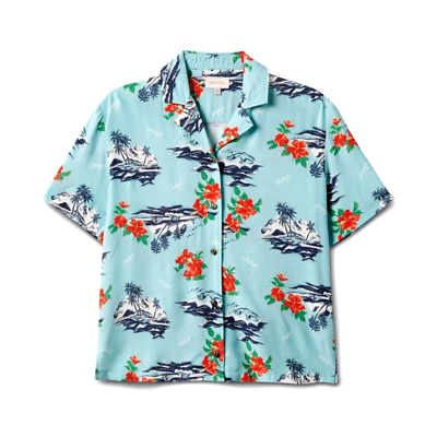 BRIXTON WOMEN BUNKER PARADISE WOVEN SHIRT GR: S CANAL BLUE | eBay