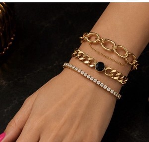 Authentic Arm Candy By Eye Candy 18K Yellow Gold Plated CZ Turquoise Luxe Bracelets NIB